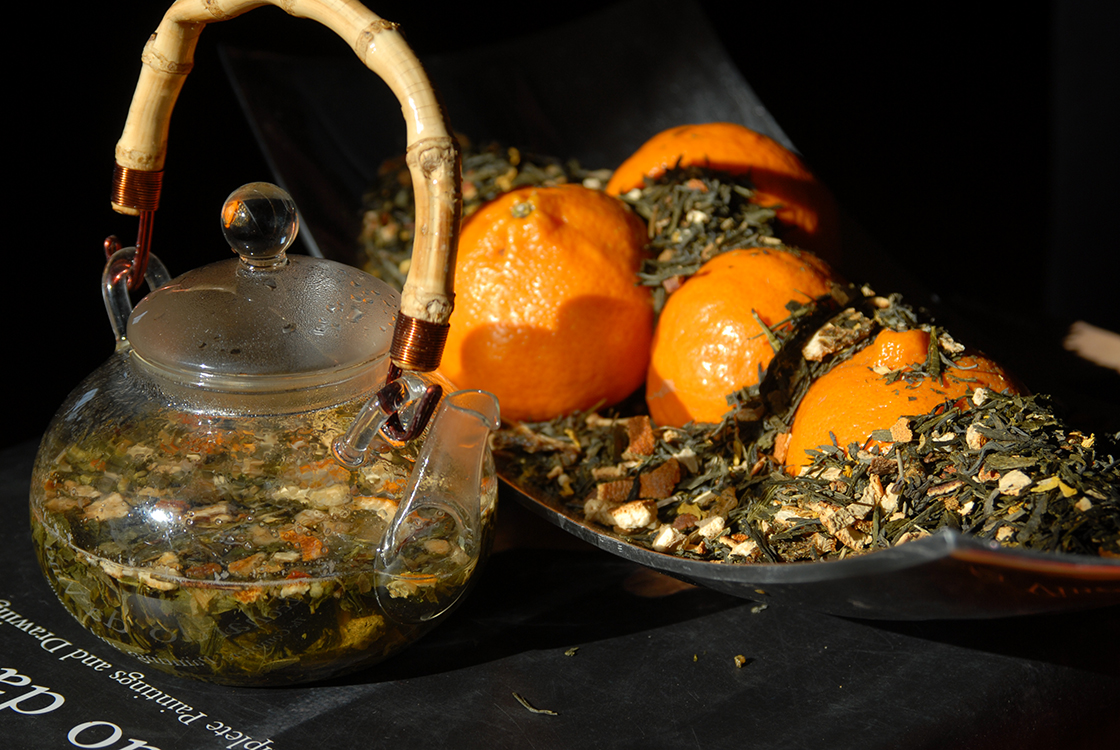 mandarino ízesített zöld tea