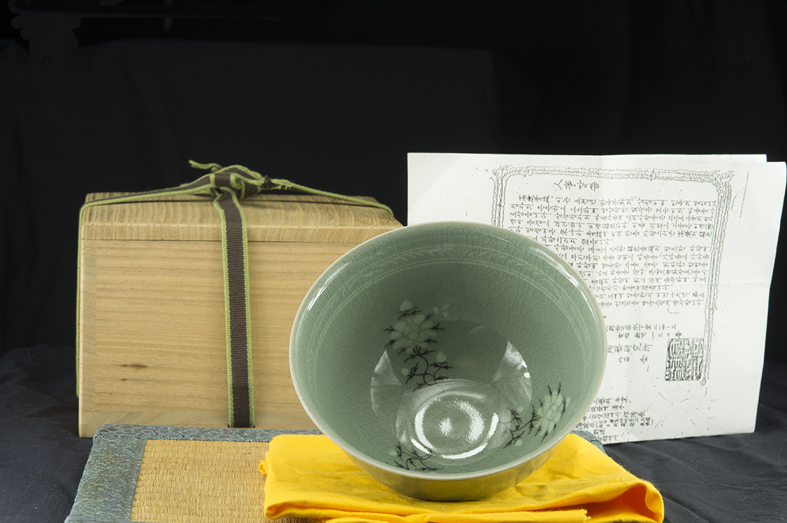 Koreai celadon matcha teáscsésze