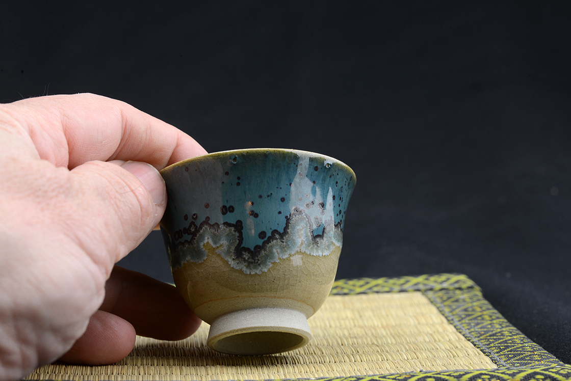 Türkizzöld máz japán teáskészlet