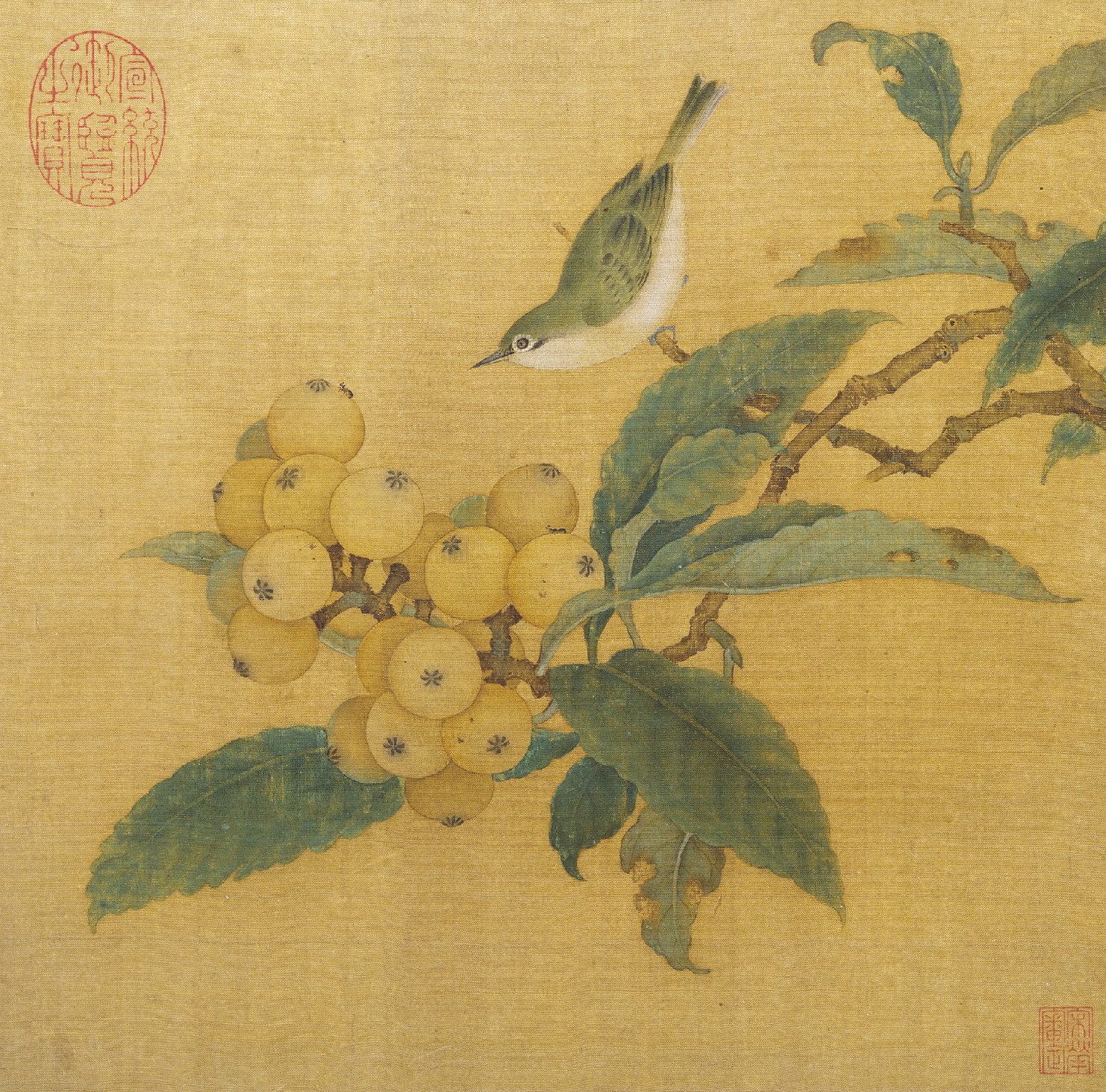 naspolya és hegyi madarak - kínai művész a Déli-Song dinasztiából  (1127–1279)
