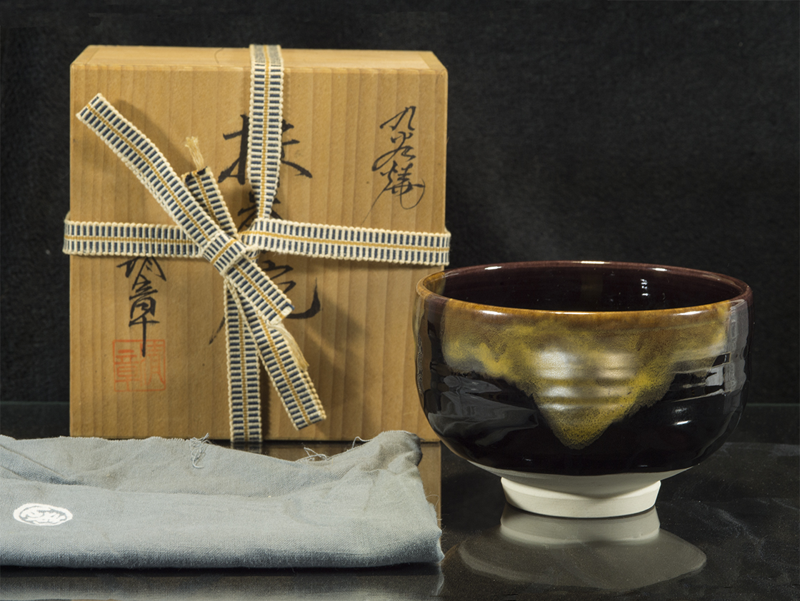 arnyló kutani chawan japán matcha teáscsésze