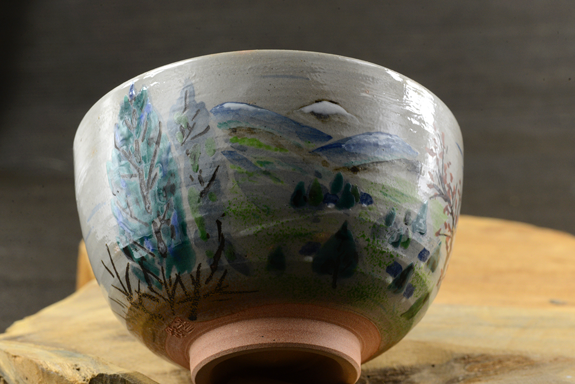 Riko Kato kézzel festett kyotói japán matcha teáscsésze