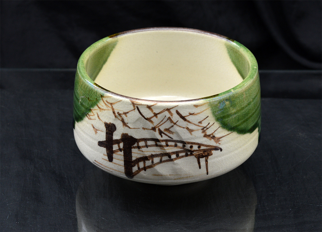 Oribe chawan japán teáscsésze