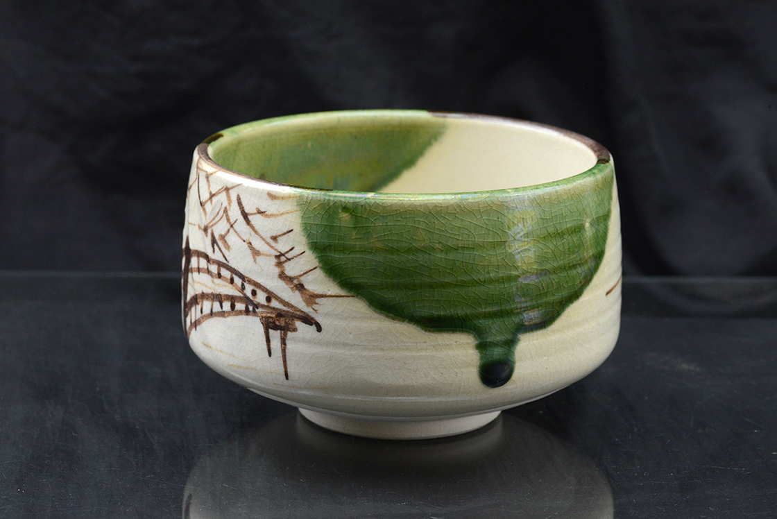 Oribe chawan japán teáscsésze