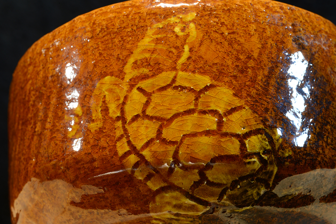a teknős száz éve vörös raku chawan japán matcha teáscsésze