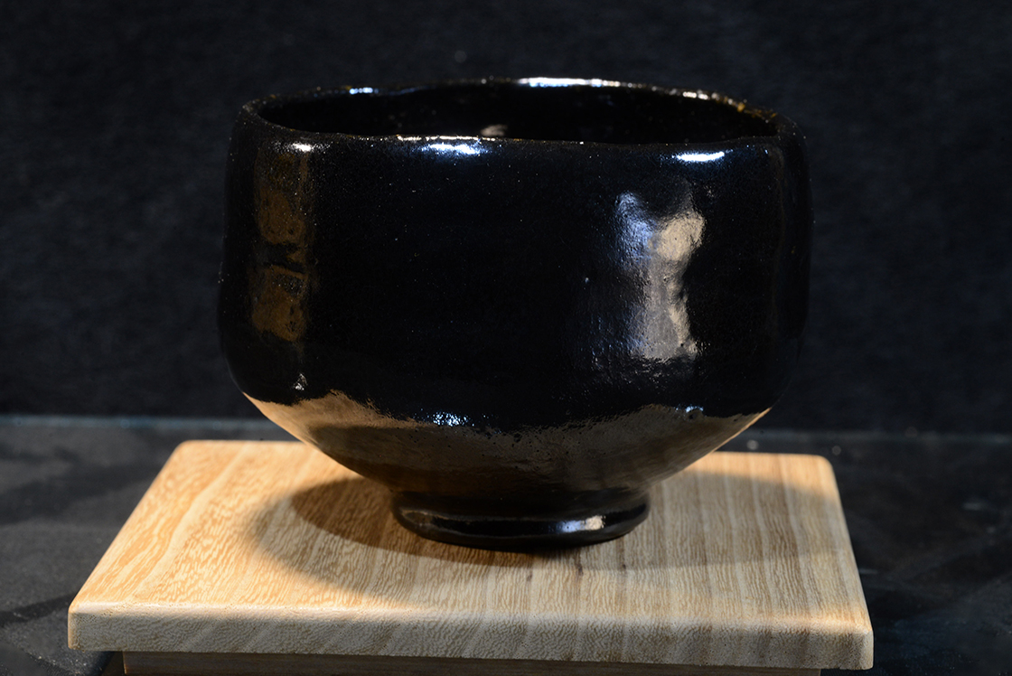 Kuro raku chawan japán matcha teáscsésze