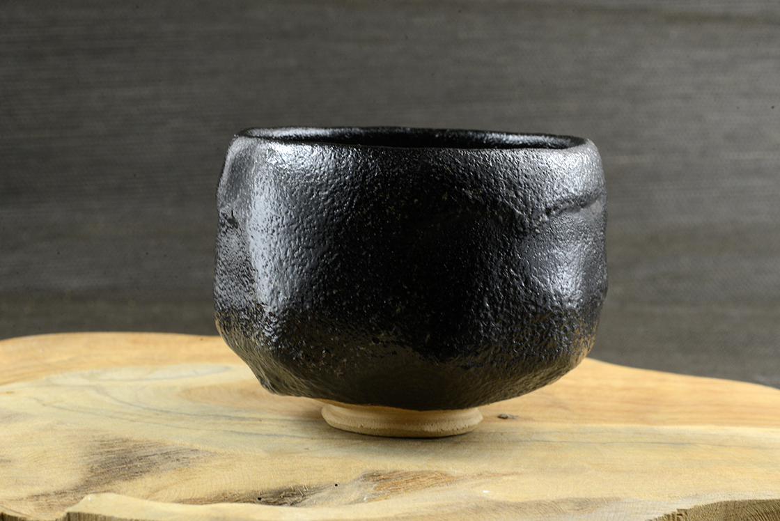 Kuro raku chawan japán matcha teáscsésze