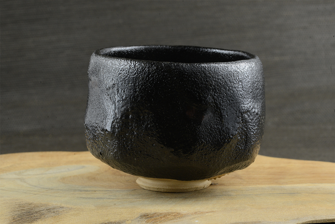 Kuro raku chawan japán matcha teáscsésze