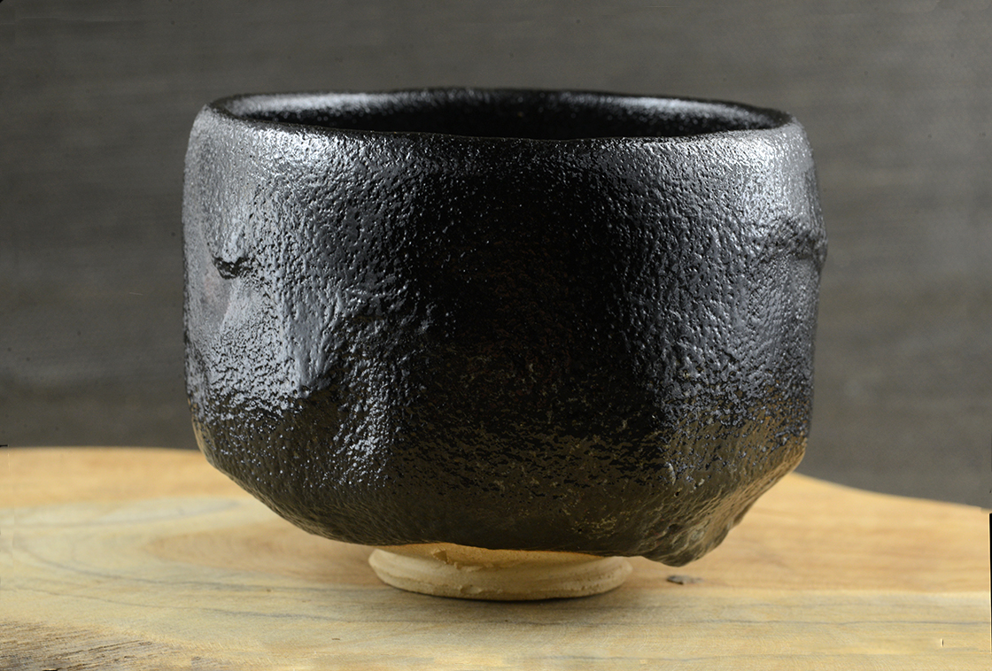 Kuro raku chawan japán matcha teáscsésze