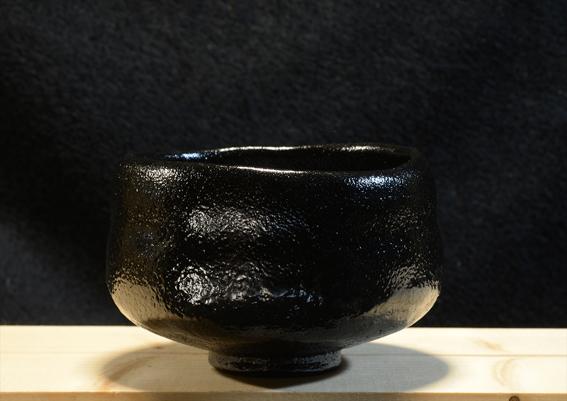 Fekete Kuro raku chawan matcha csésze