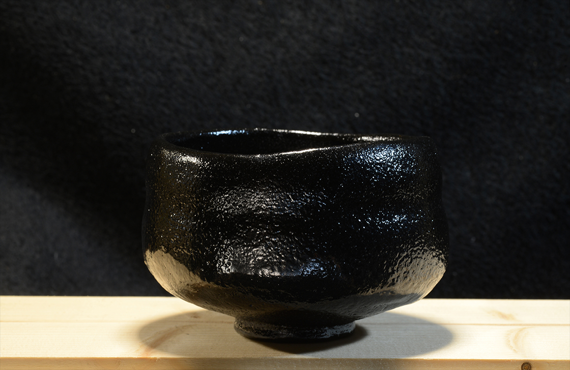 Fekete Kuro raku chawan matcha csésze