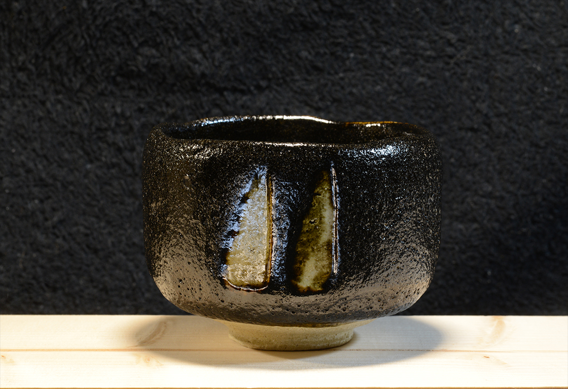 Vitorlák raku chawan, kuro raku chawan matcha teáscsésze