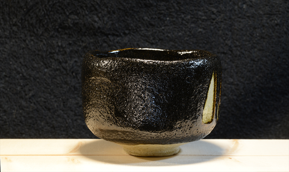 Vitorlák raku chawan, kuro raku chawan matcha teáscsésze