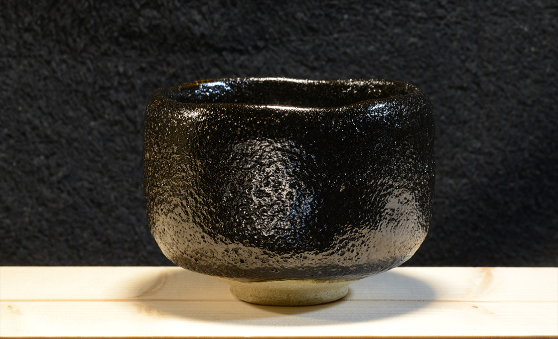 Vitorlák raku chawan, kuro raku chawan matcha teáscsésze