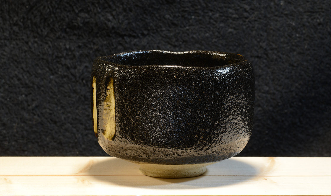 Vitorlák raku chawan, kuro raku chawan matcha teáscsésze