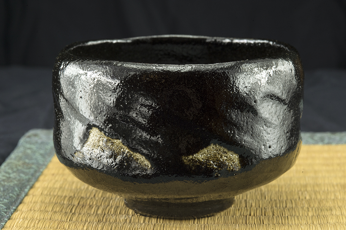 Fekete daitokuji zen raku chawan teáscsésze