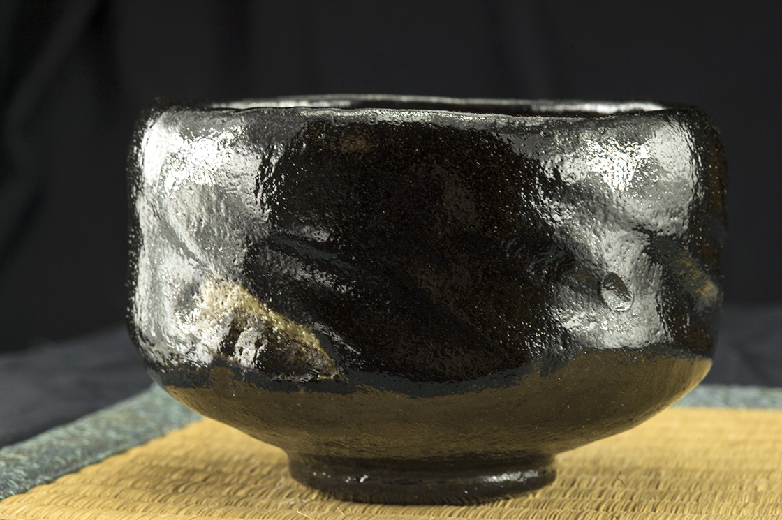 Fekete daitokuji zen raku chawan teáscsésze