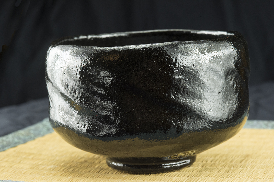 Fekete daitokuji zen raku chawan teáscsésze