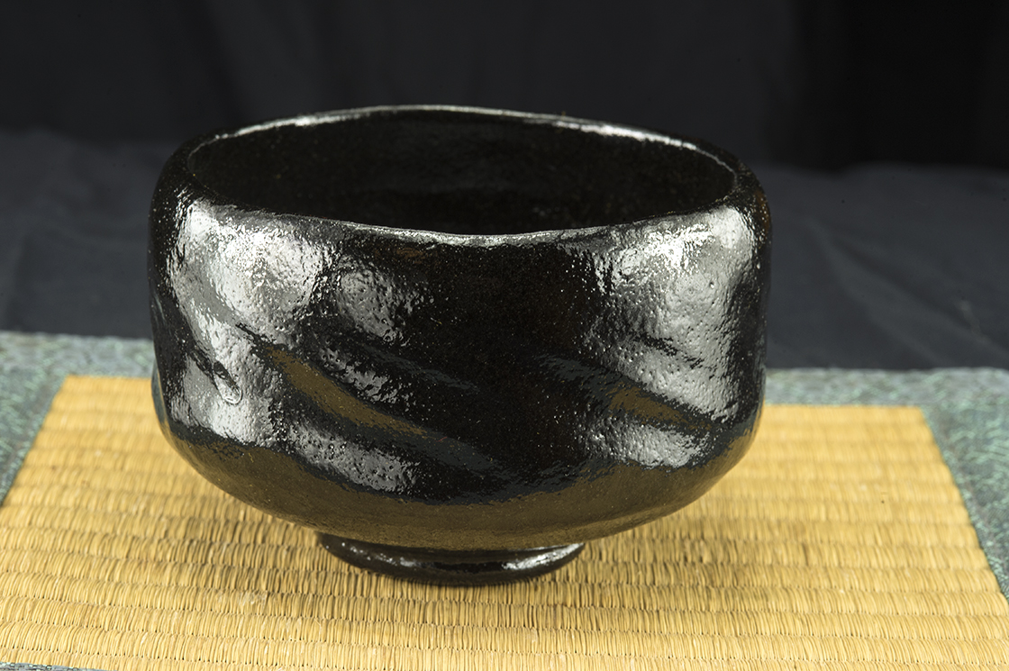 Fekete daitokuji zen raku chawan teáscsésze