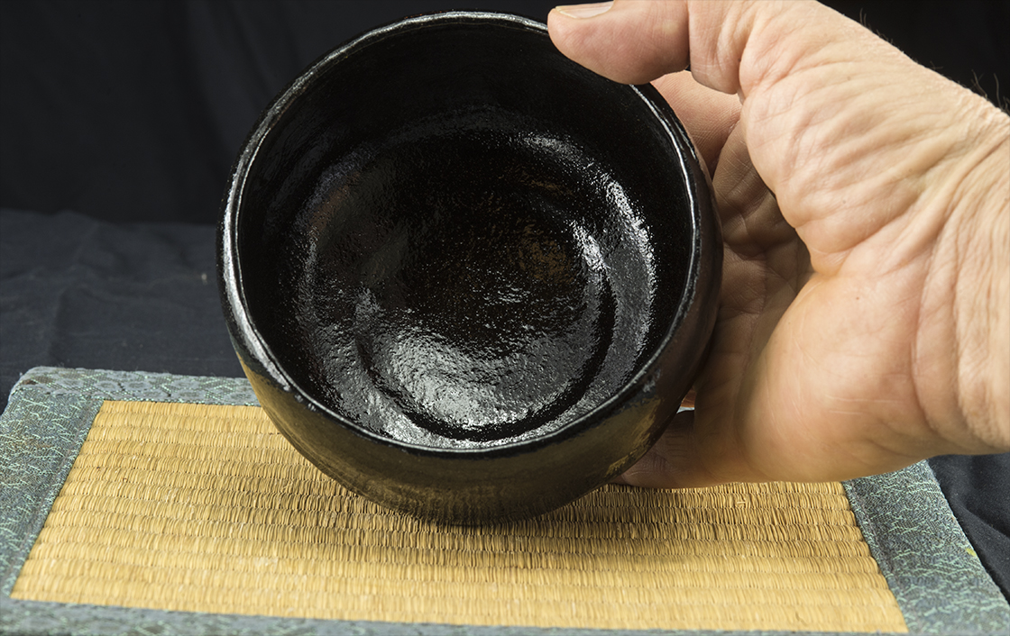 Fekete daitokuji zen raku chawan teáscsésze