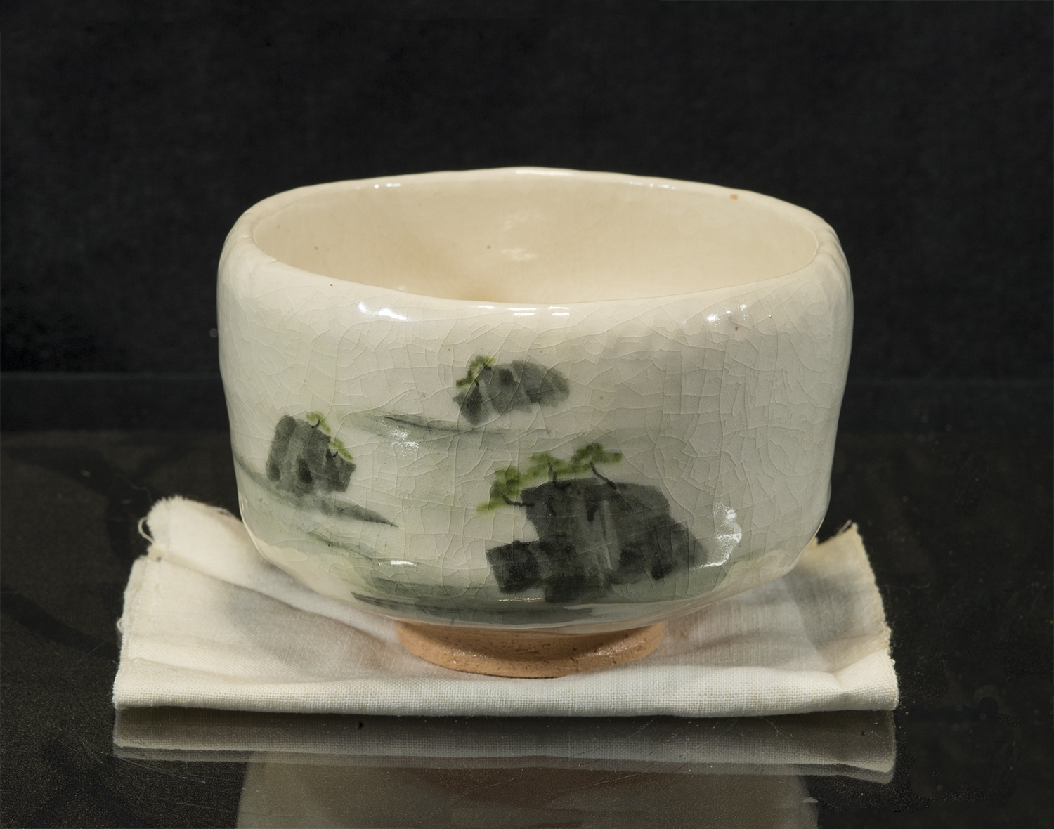 Fehér raku japán matcha teáscsésze
