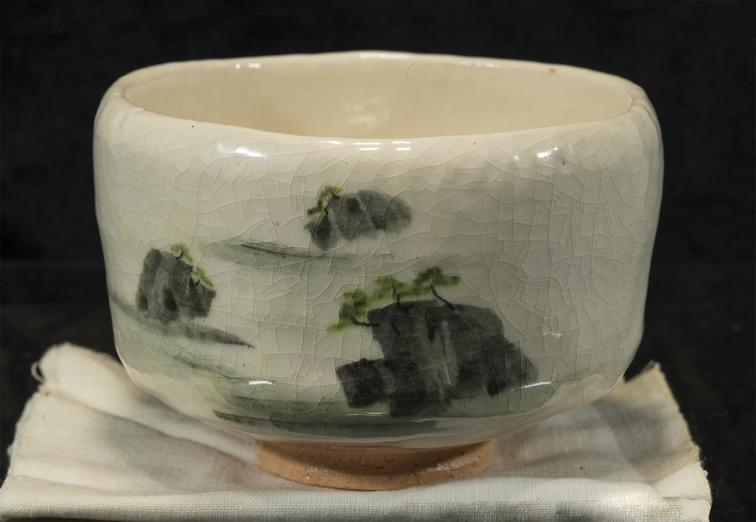 Fehér raku japán matcha teáscsésze