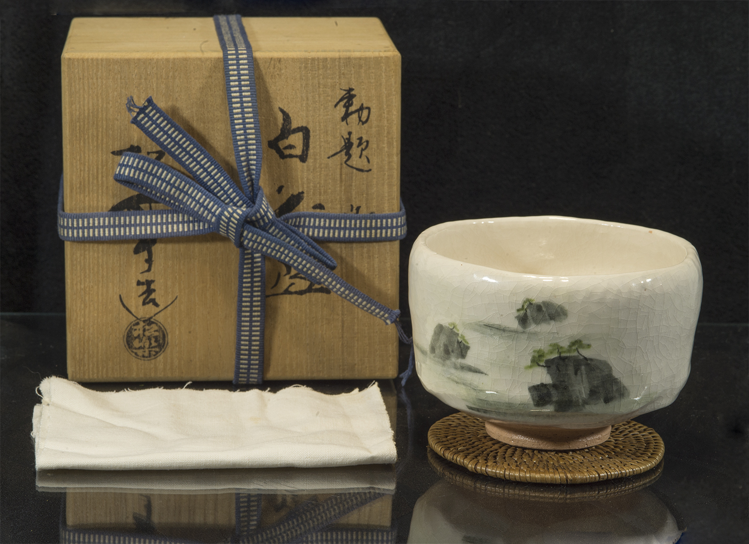 Fehér raku japán matcha teáscsésze