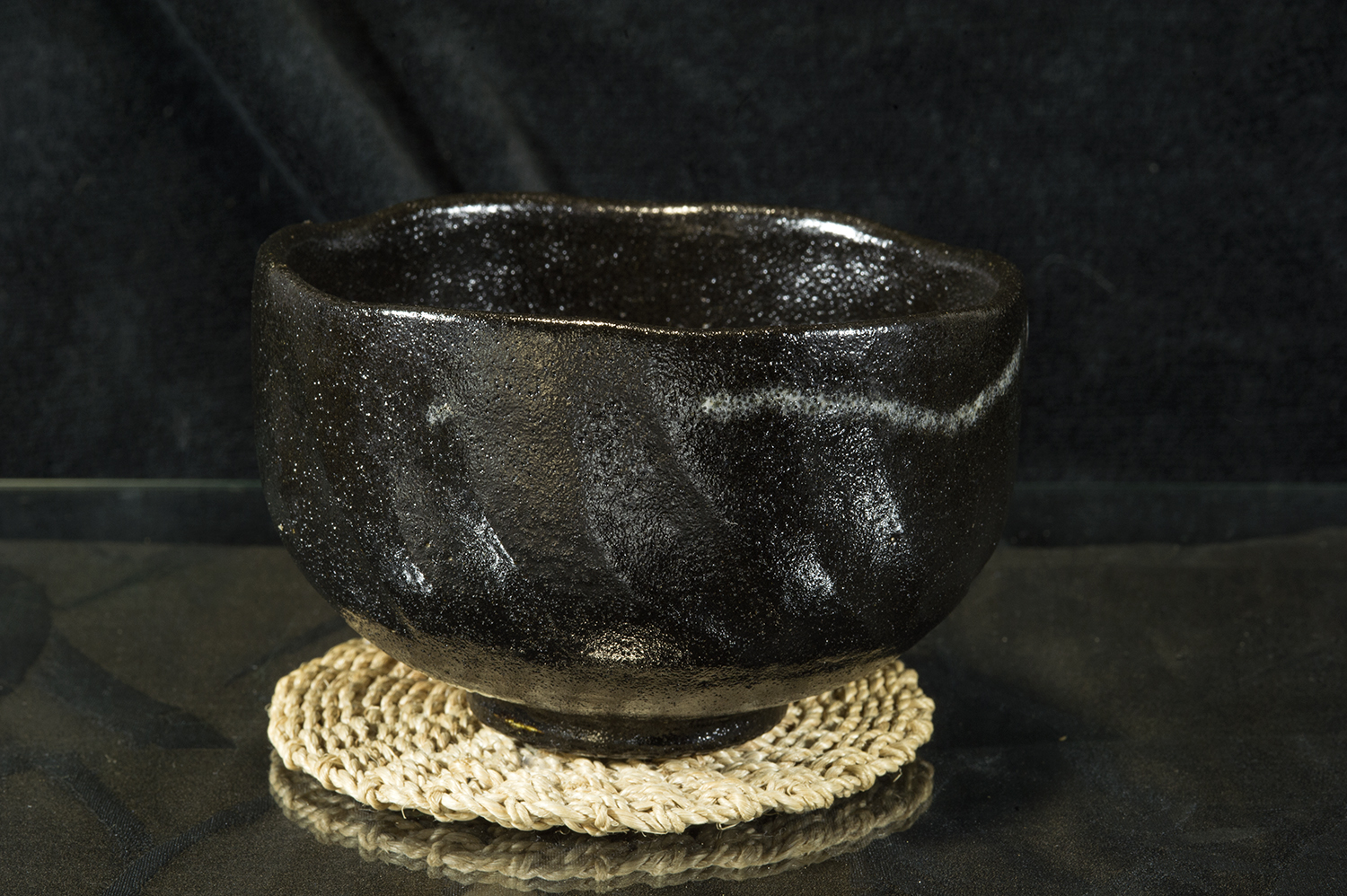 Fekete raku chawan matcha teáscsésze Shoraku Heian 