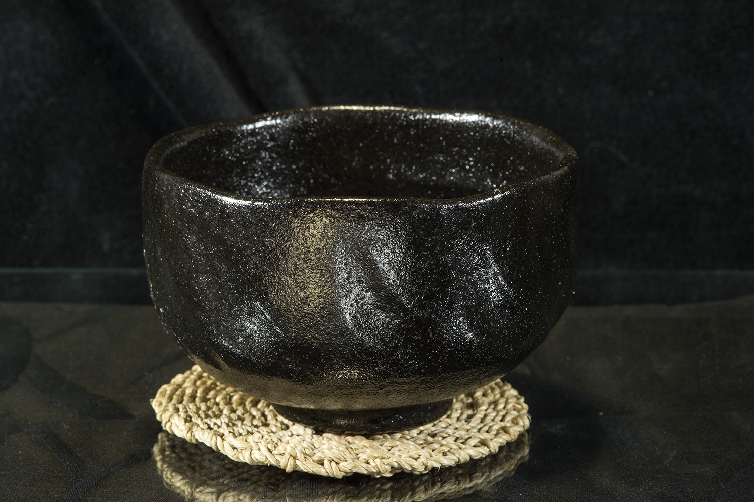 Fekete raku chawan matcha teáscsésze Shoraku Heian 