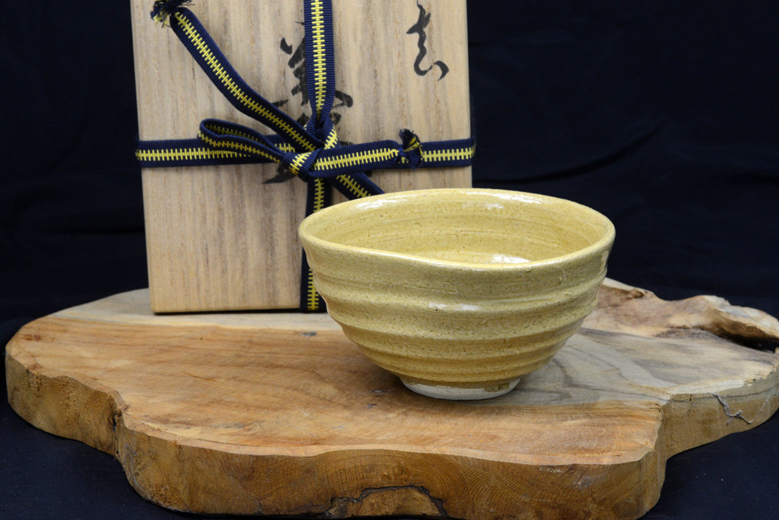 Seto chawan japán teáscsésze Sárga Seto chawan japán teáscsésze