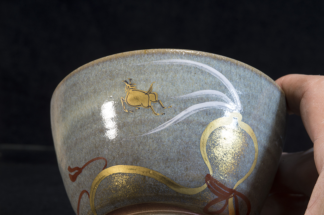 a lóugrás seko ohmi kézzel festett japán matcha teáscsésze
