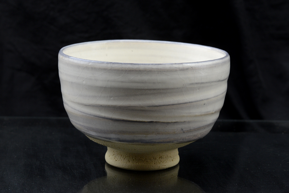 Fehér Shino chawan 谷口祥八 筒茶碗 Shohachi Taniguchi matcha teáscsésze