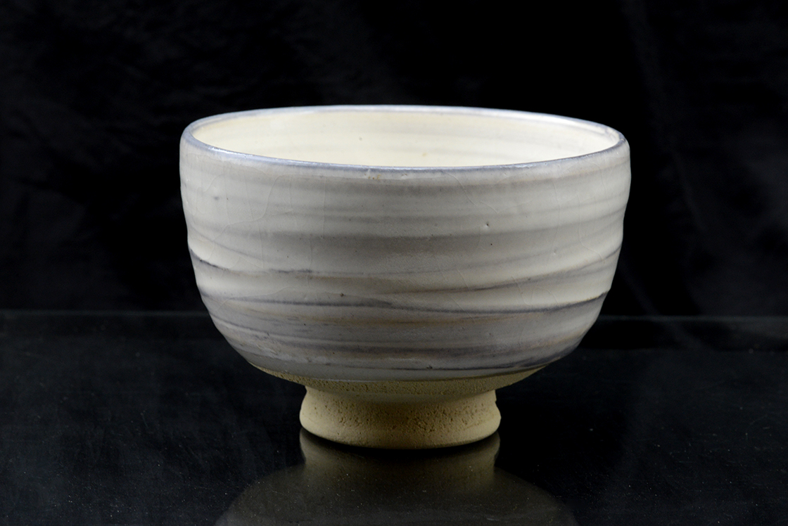 Fehér Shino chawan 谷口祥八 筒茶碗 Shohachi Taniguchi matcha teáscsésze