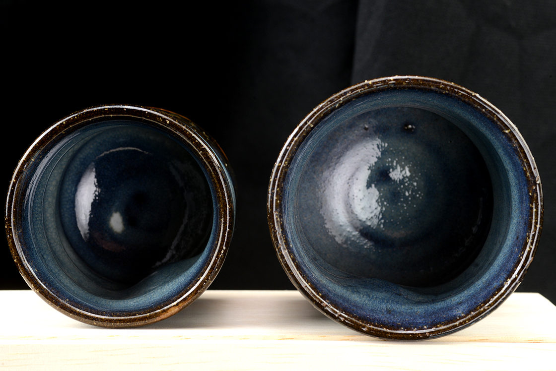 Blue Hagi yunomi tea cup pair