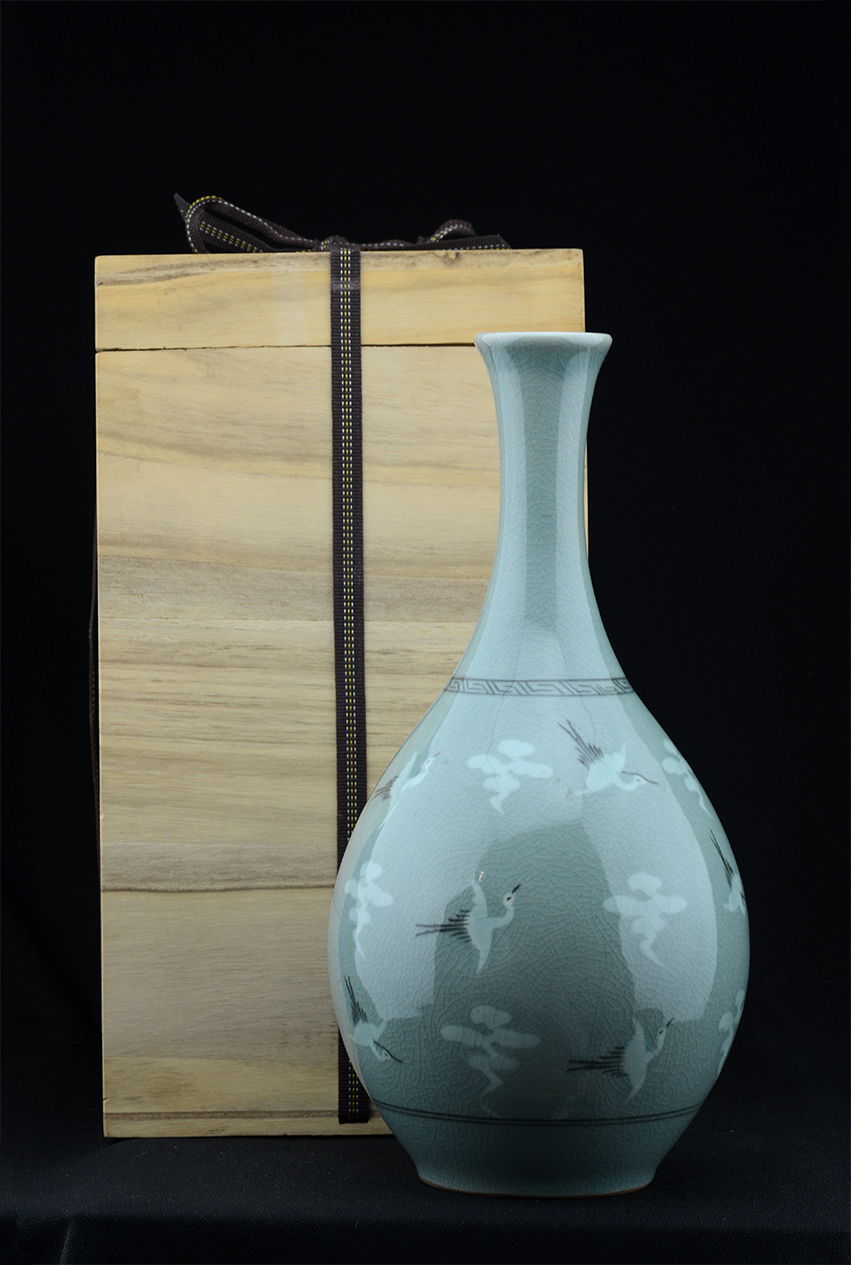 Koreai celadon váza 
