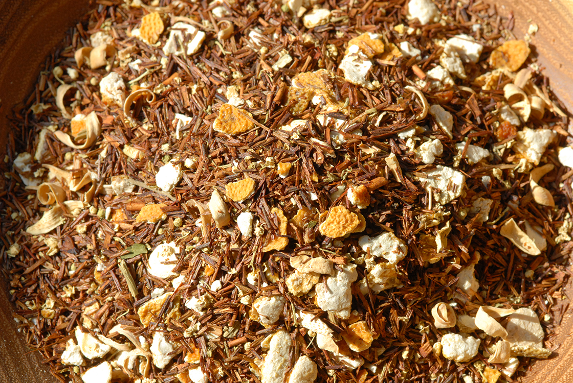 Rooibos mandarin ízesített, aromamentes rooibos tea