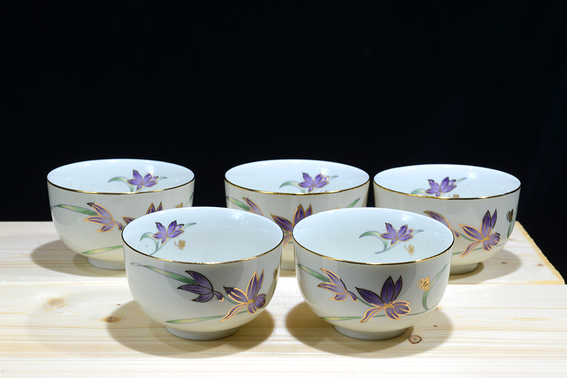 Kutani írisz japán porcelán teáscsésze készlet