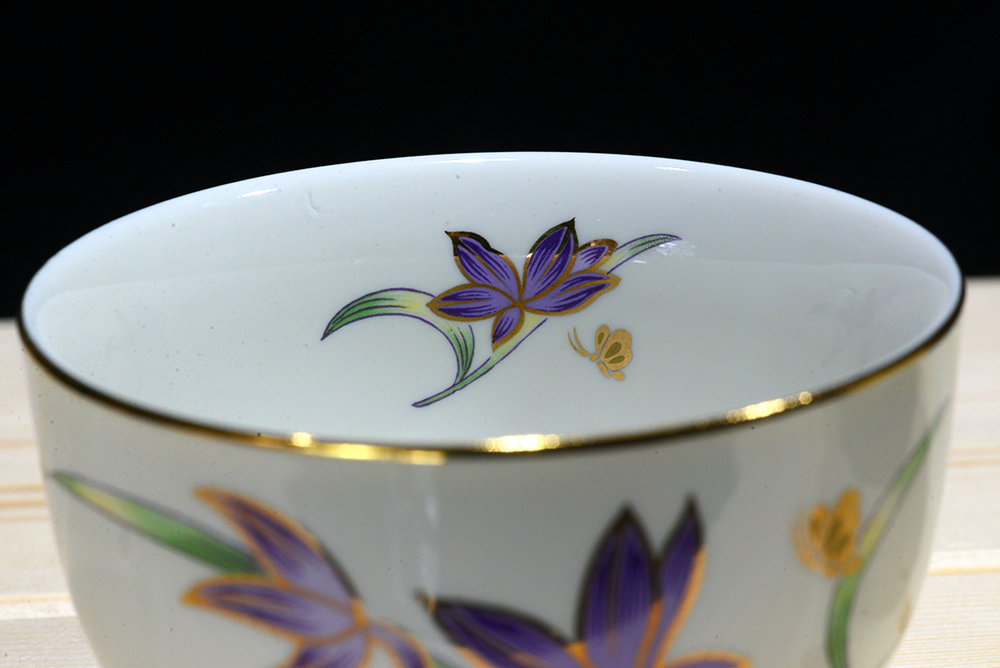 Kutani írisz japán porcelán teáscsésze készlet