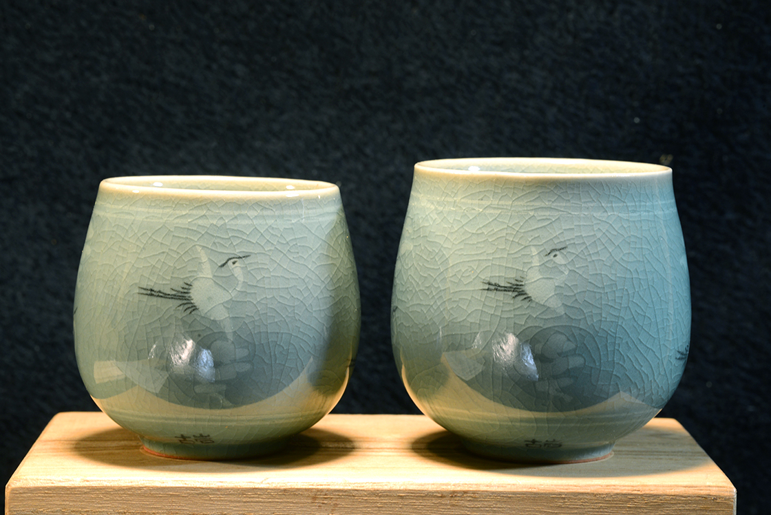 koreai celadon teáscsésze pár