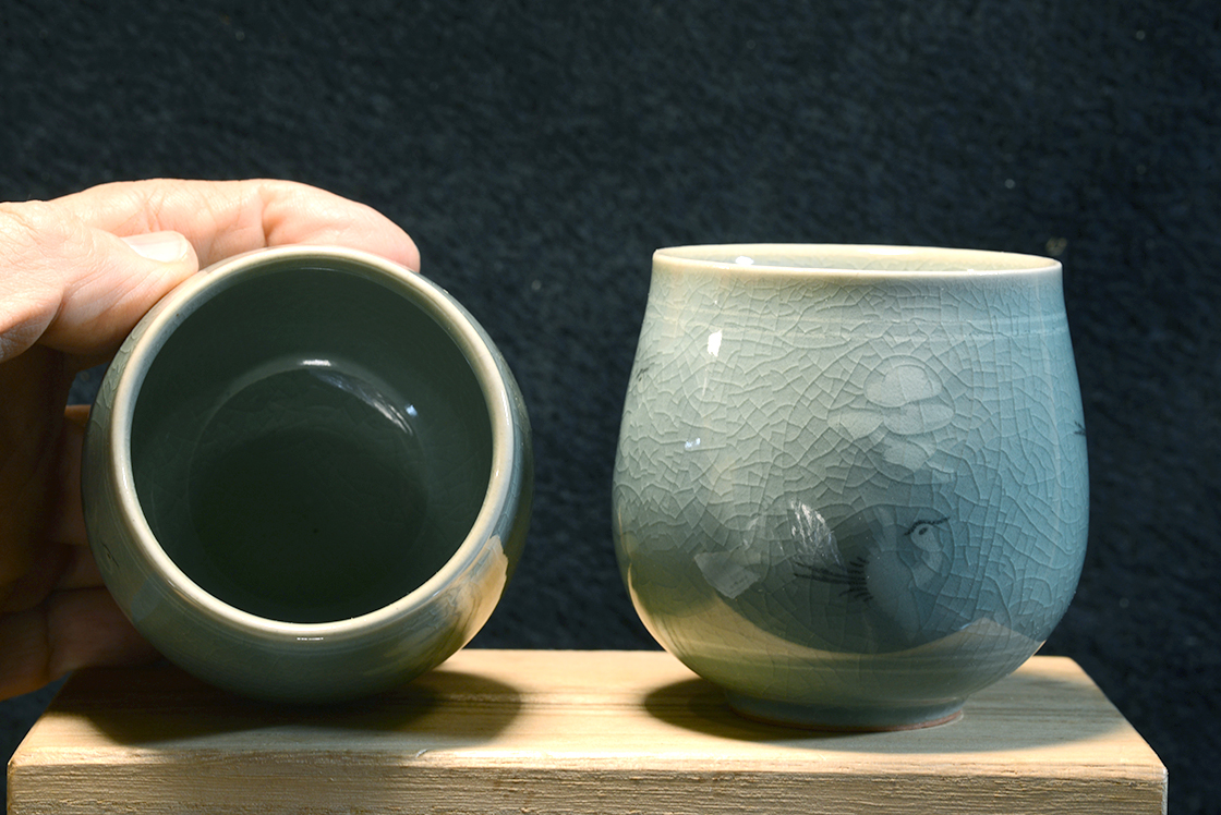 koreai celadon teáscsésze pár