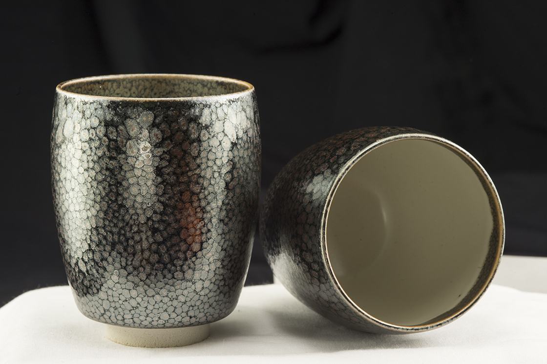tenmoku yunomi tea cup pair