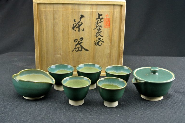 Agano türkizzöld japán teáskészlet