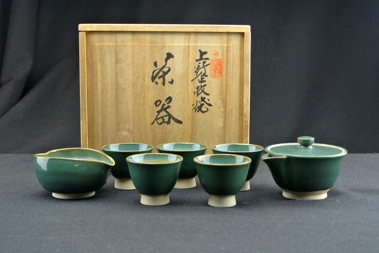 Agano türkizzöld japán teáskészlet